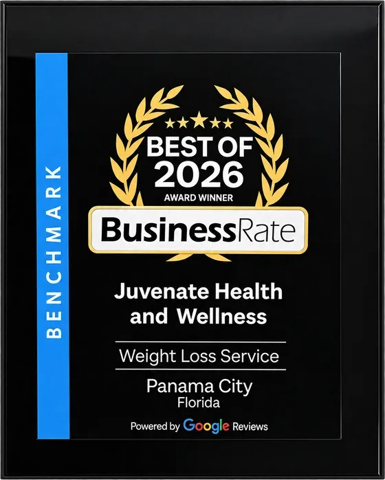 Best of 2026 Award Winner plaque from BusinessRate for Juvenate Health and Wellness, Weight Loss Service, Panama City, Florida